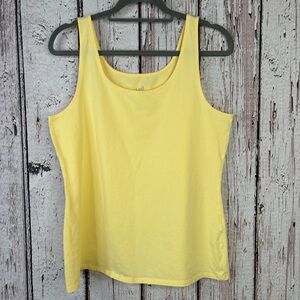 J. Jill Perfect Tank Size Large Gorgeous Yellow Cotton & Spandex Scoop Neck EUC